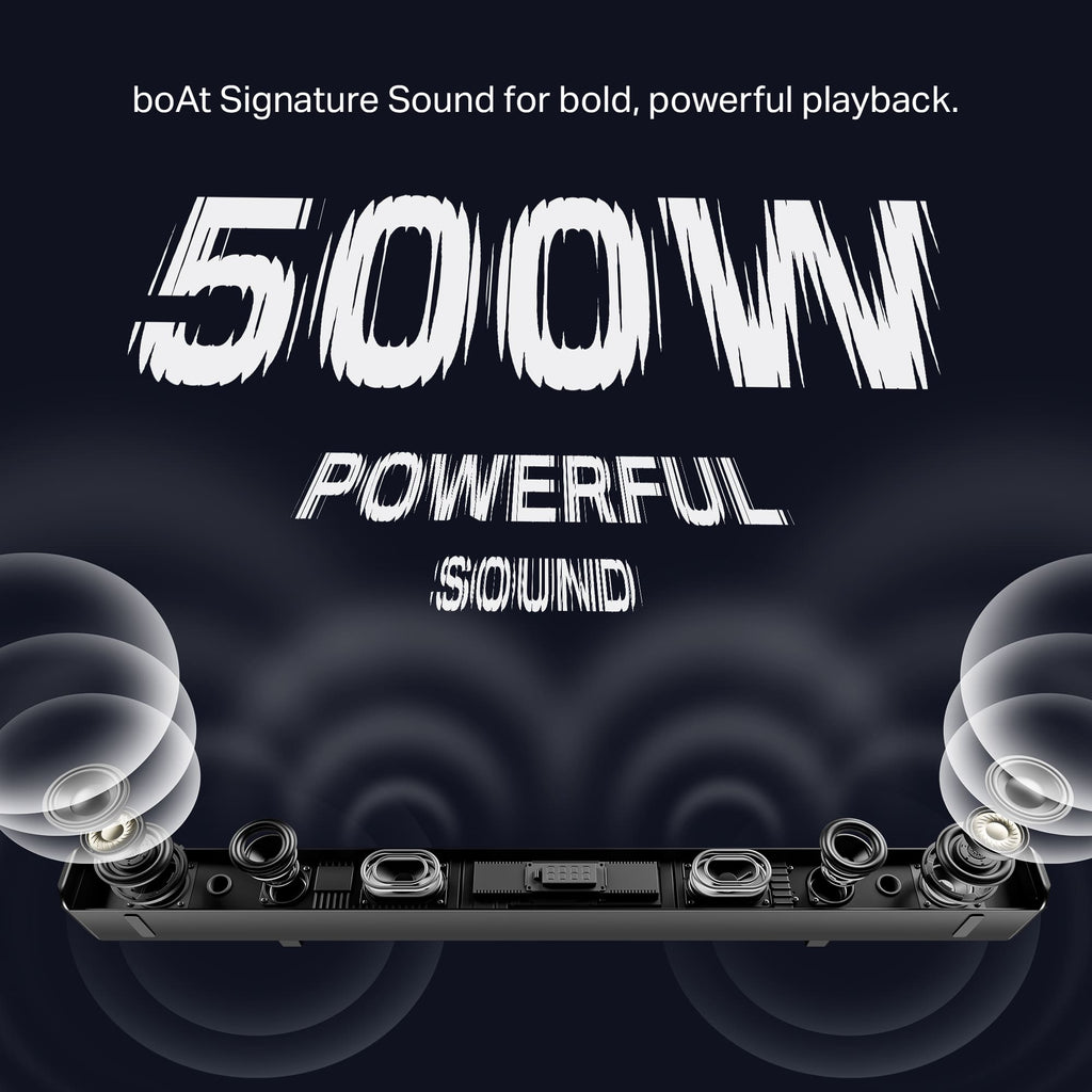 boAt Aavante Prime Beat | 500W 5.1 Channel Soundbar with Wired Subwoofer, Satellites & Multi-Connectivity
