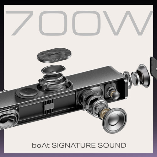 boAt Aavante Prime 7.1.4 7050DA | 700W RMS Soundbar with Dolby Atmos, Wired Subwoofers & Wireless Satellites