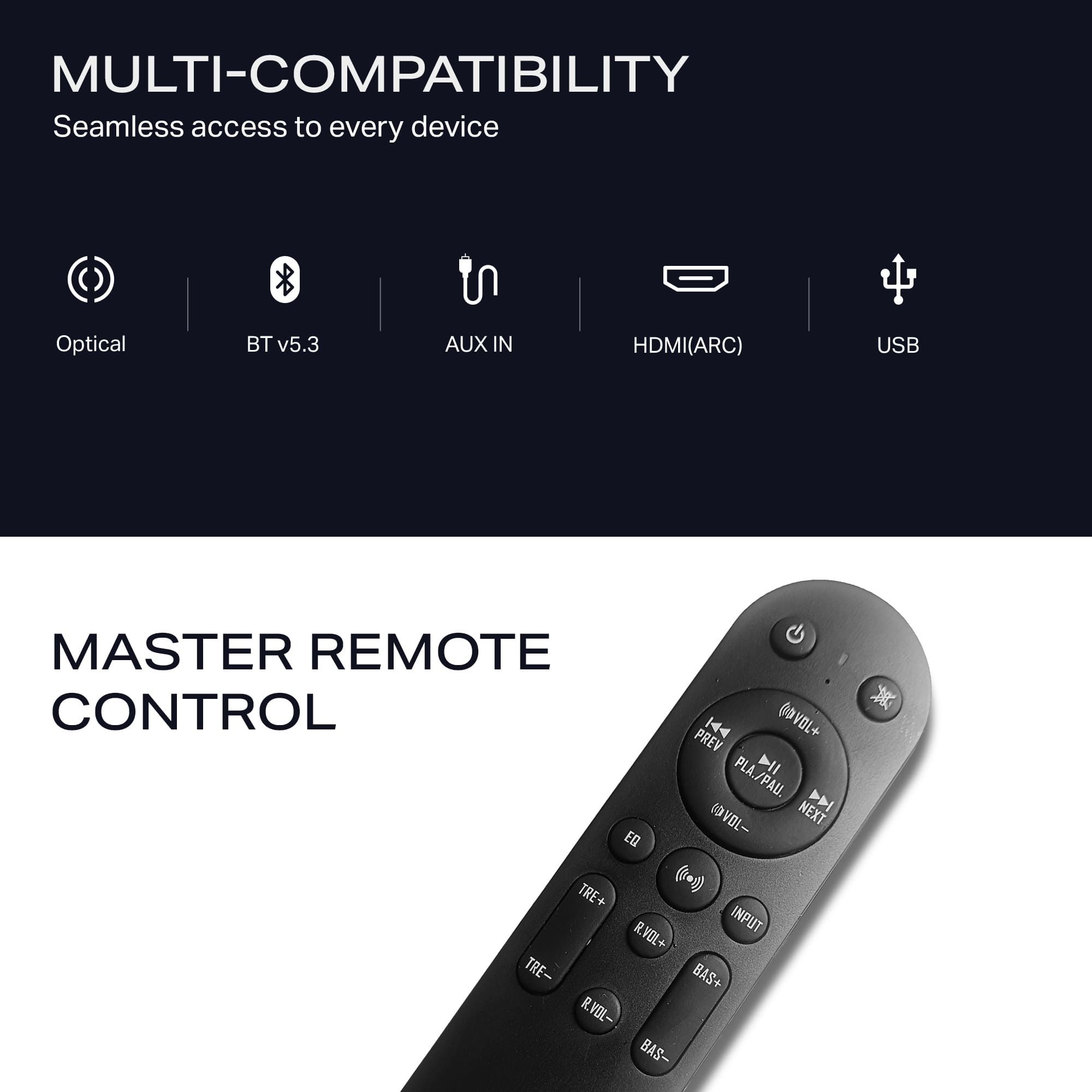 boAt Aavante Prime 5.1 5000D | 500W 5.1 Channel Soundbar with Wired Subwoofer, Satellites & Multi-Connectivity