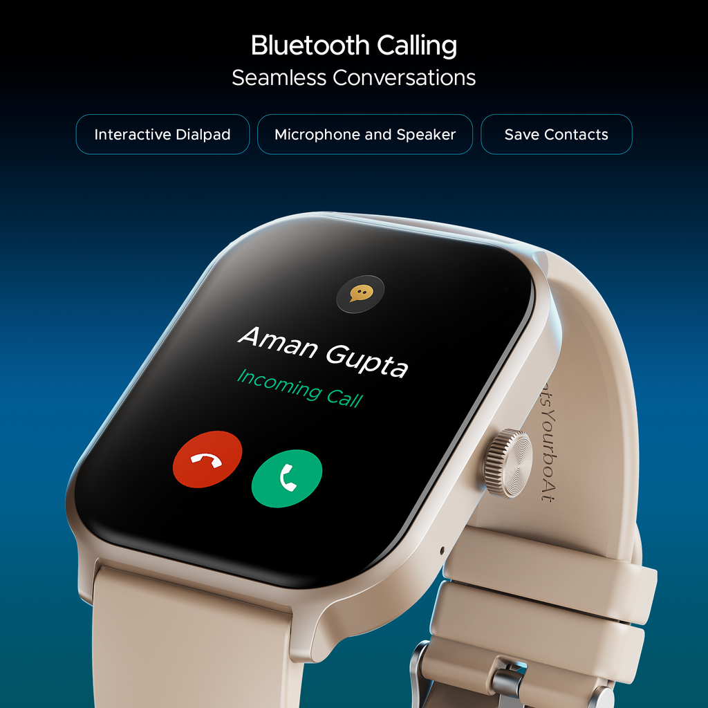 boAt Storm Call 3 Plus | Smartwatch with 1.96" HD Display, BT Calling, 700+ Activity Modes, SOS feature, Functional Crown