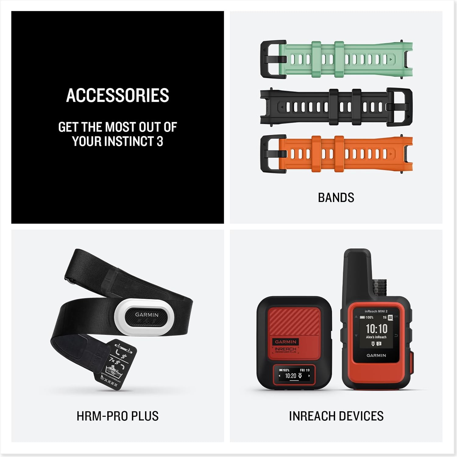 Garmin Instinct® 3, AMOLED Display, Rugged Outdoor GPS Smartwatch, Metal-Reinforced Bezel, Built-in Flashlight, Up to 18 Days of Battery Life, Black