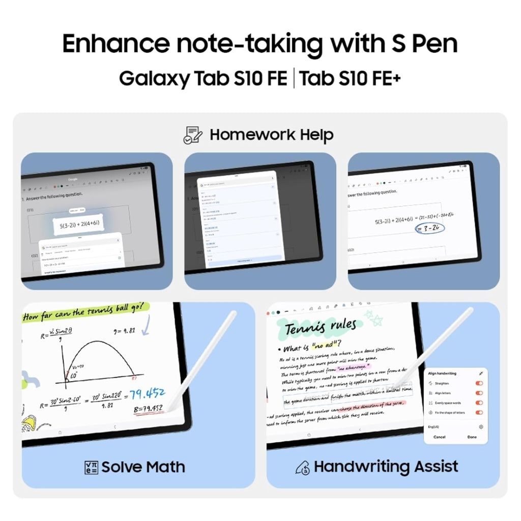 Samsung Galaxy Tab S10 FE, S Pen in-Box, 27.7 cm (10.9 inch) LCD Display, 12 GB RAM, 256 GB Storage, Wi-Fi + 5G Tablet, Gray