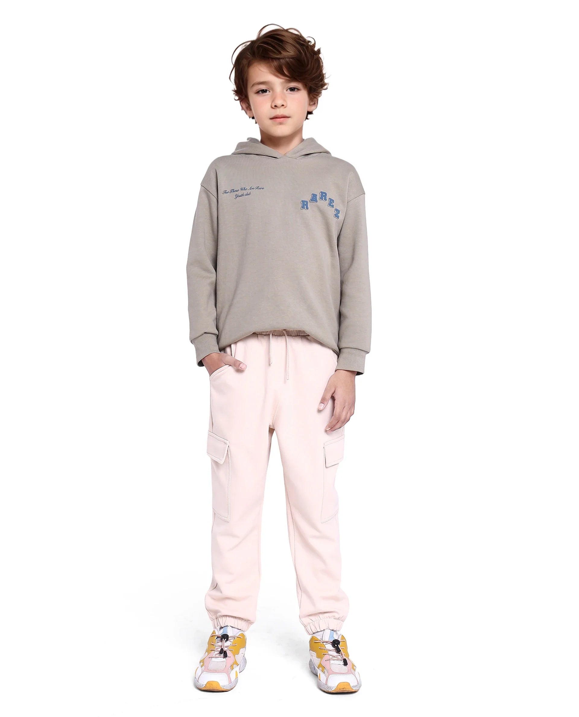 Rare Ones Kids Baro Beige Cotton Poly Solid Trackpant