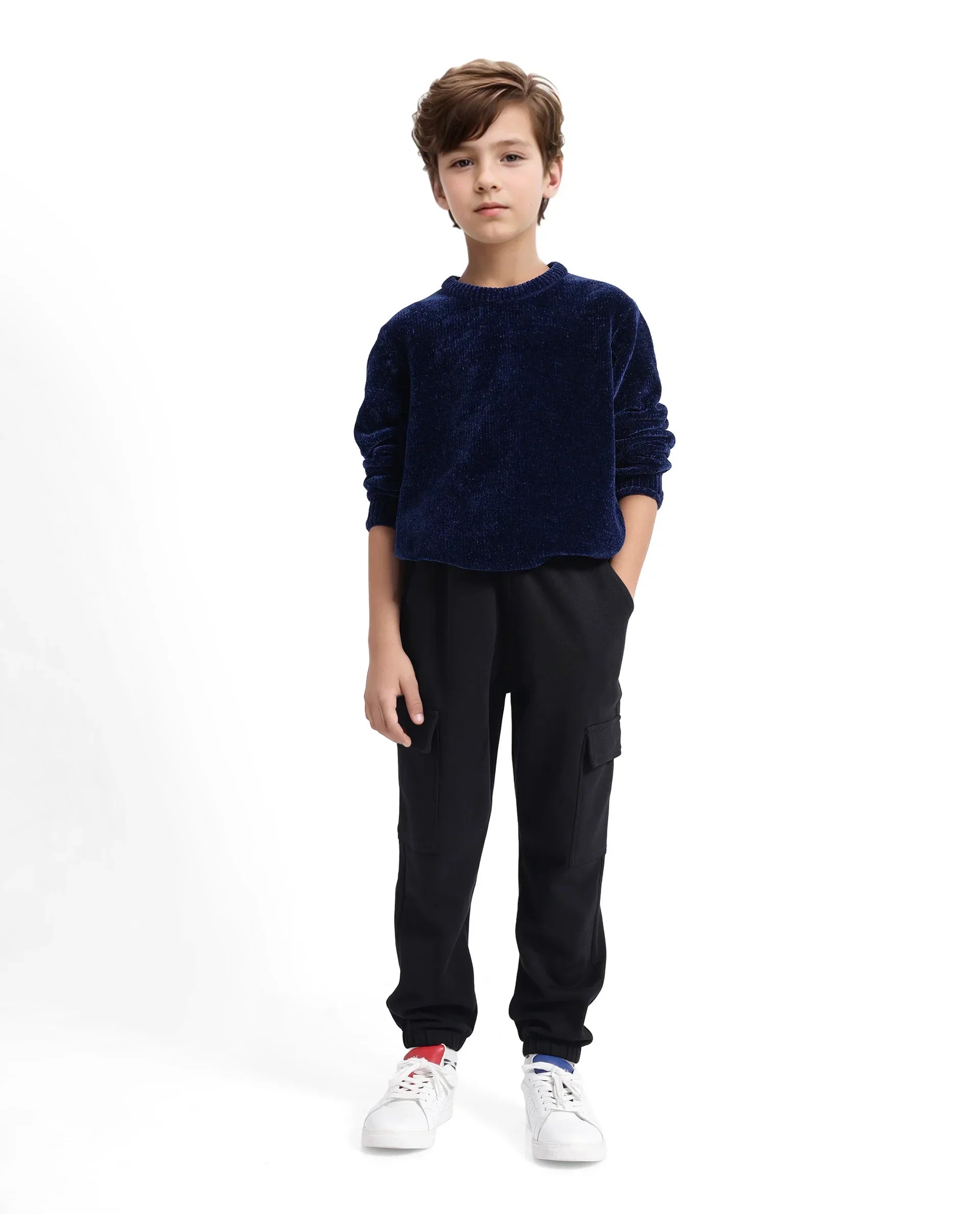 Rare Ones Kids Baro Black Cotton Poly Solid Drawstring Closure Regular Fit Trackpant