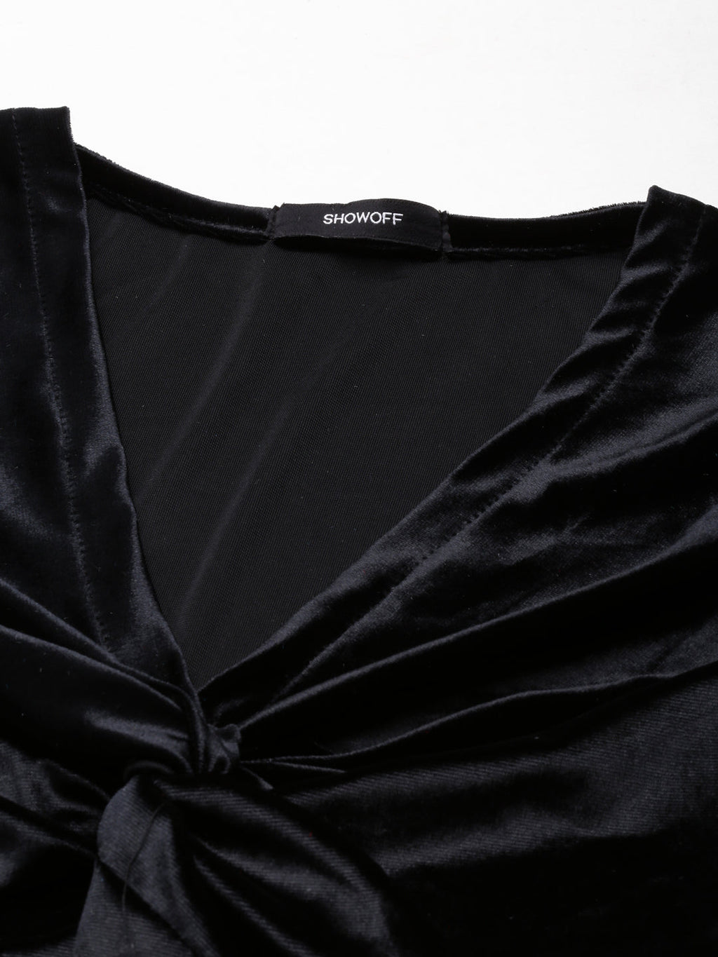 Women's Black V Neck Velvet Sheath Dress