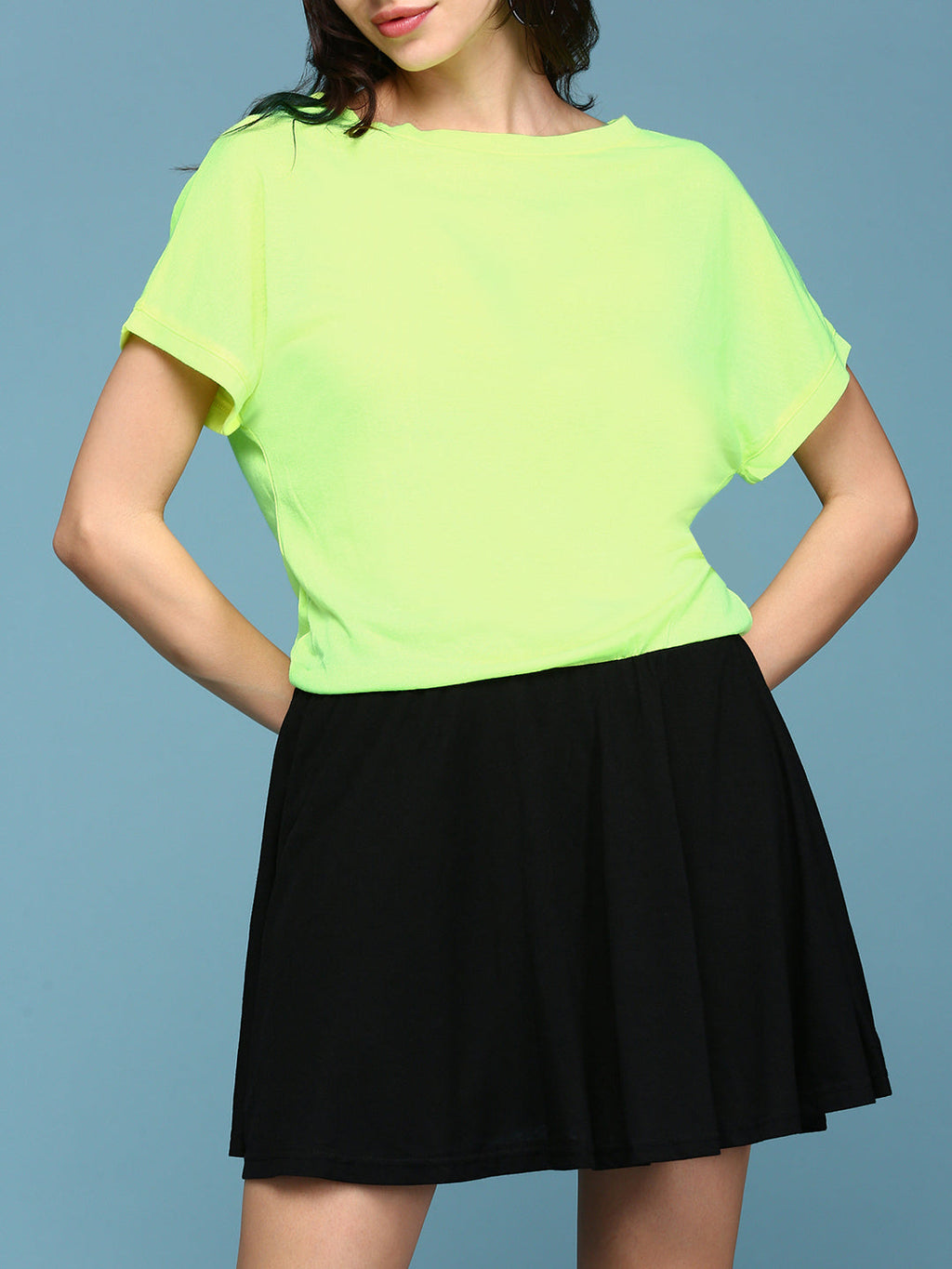 Women's Green Colour blocked Extended Sleeves Peplum Dress