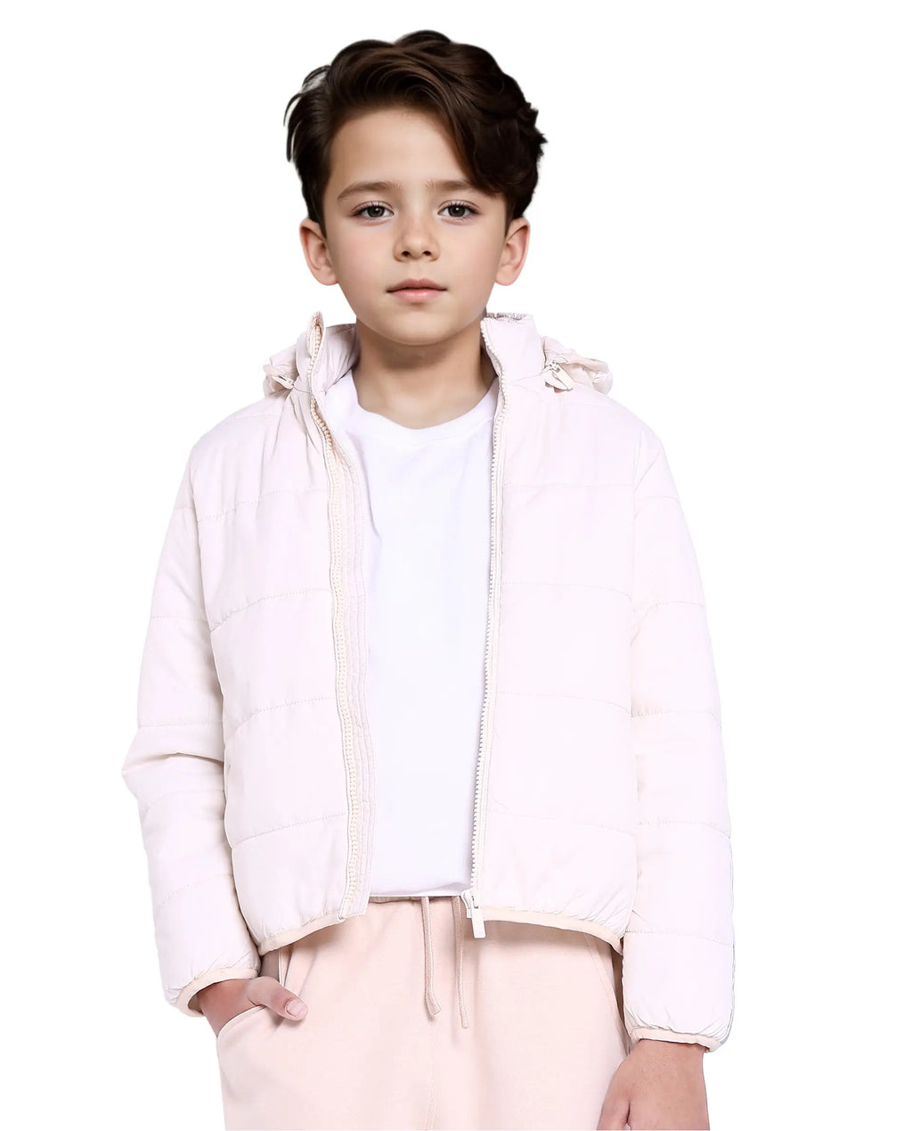 Rare Ones Kids Bolin White Polyester Full Sleeve Solid Jacket