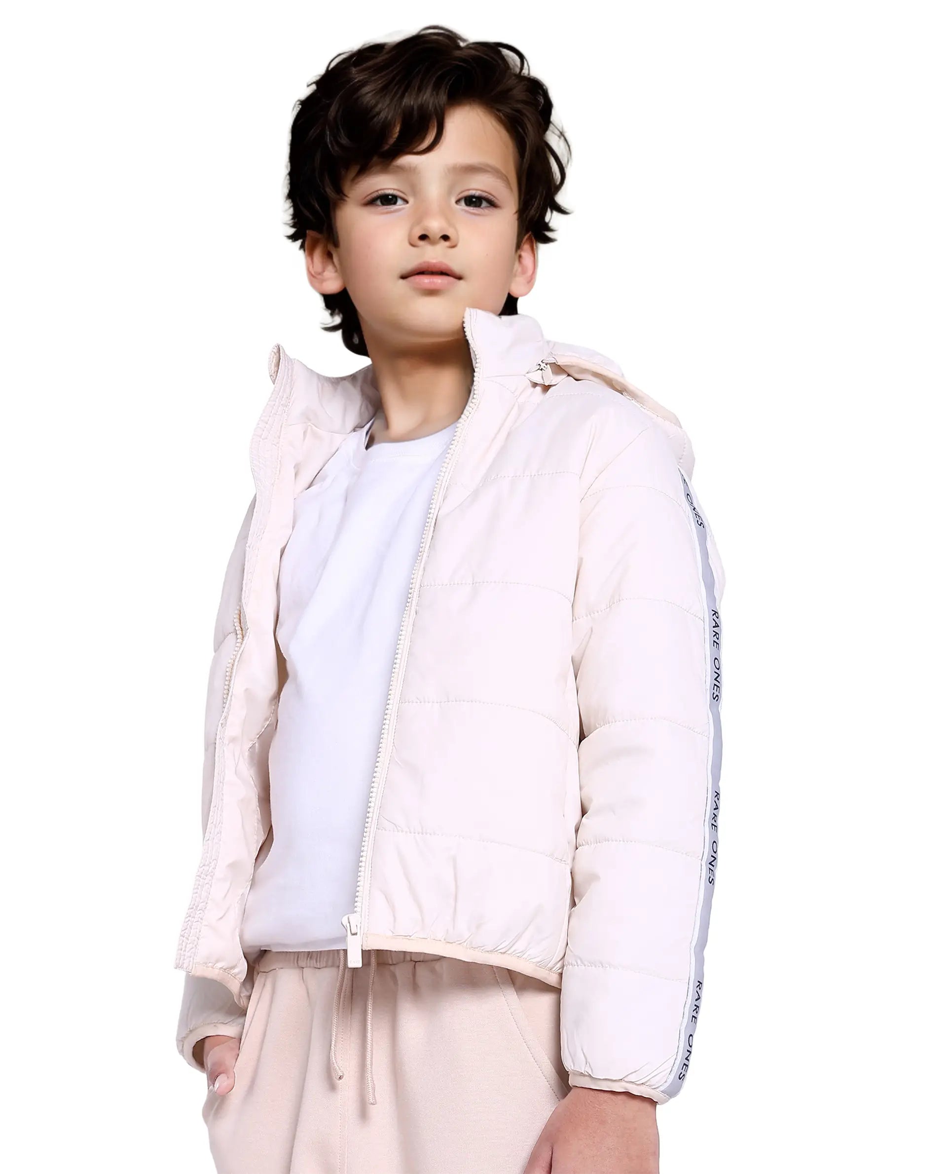 Rare Ones Kids Bolin White Polyester Full Sleeve Solid Jacket