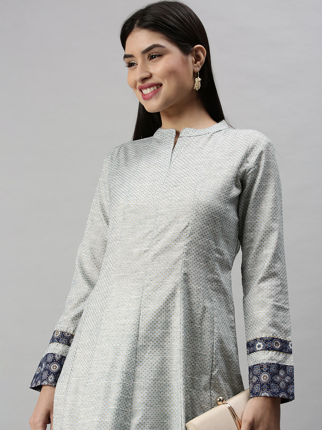 Women's Blue Printed Anarkali Kurta