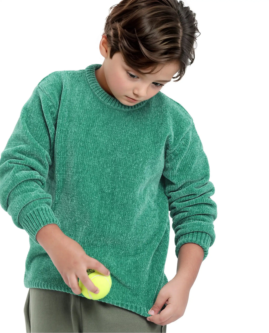 Rare Ones Kids Chenli Light Green Full Sleeve Solid Regular Fit Sweater