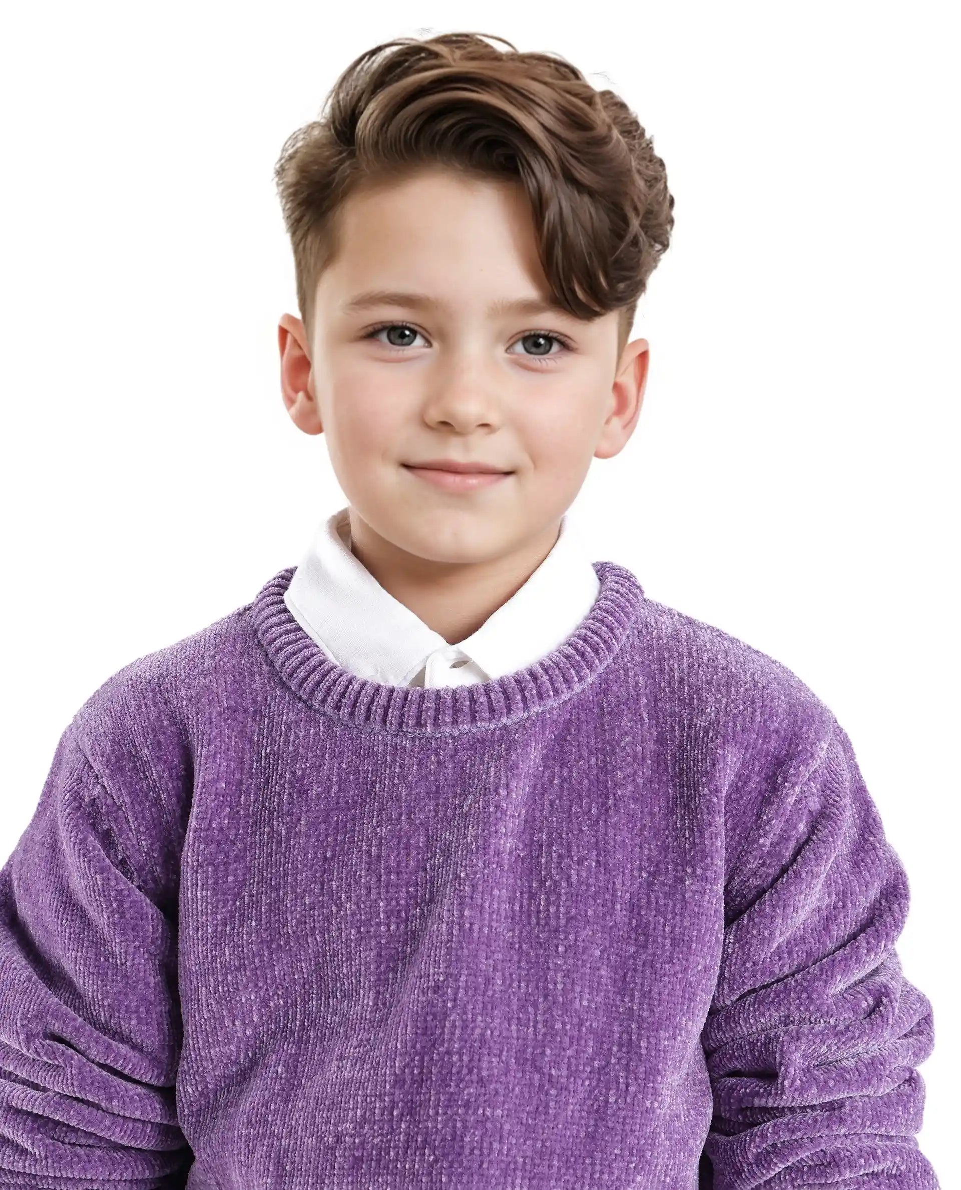 Rare Ones Kids Chenli Purple Full Sleeve Solid Regular Fit Sweater