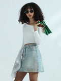 Women's Ribbed White Off Shoulder Crop Top