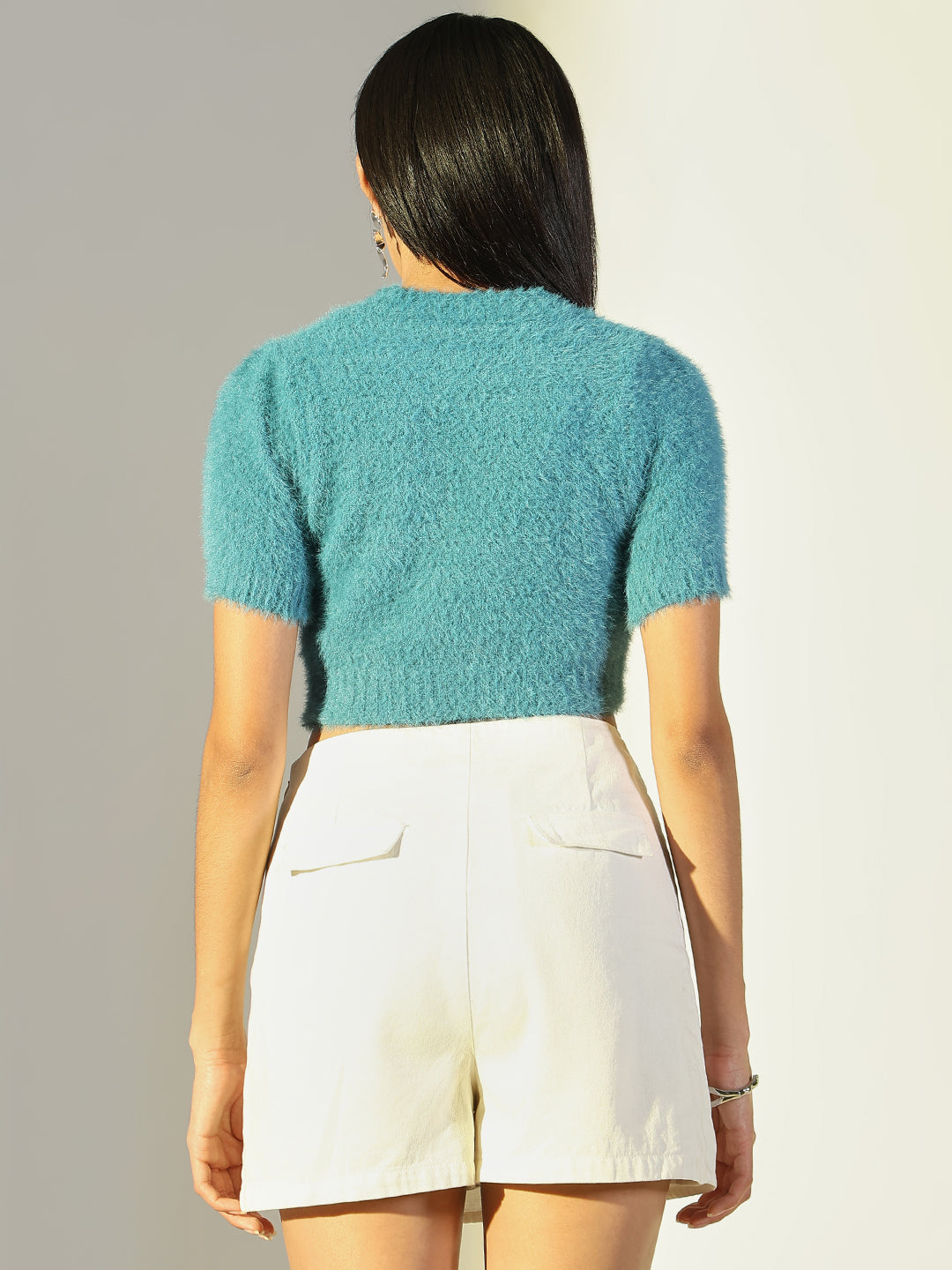 Women's Blue Fringed Crop Top