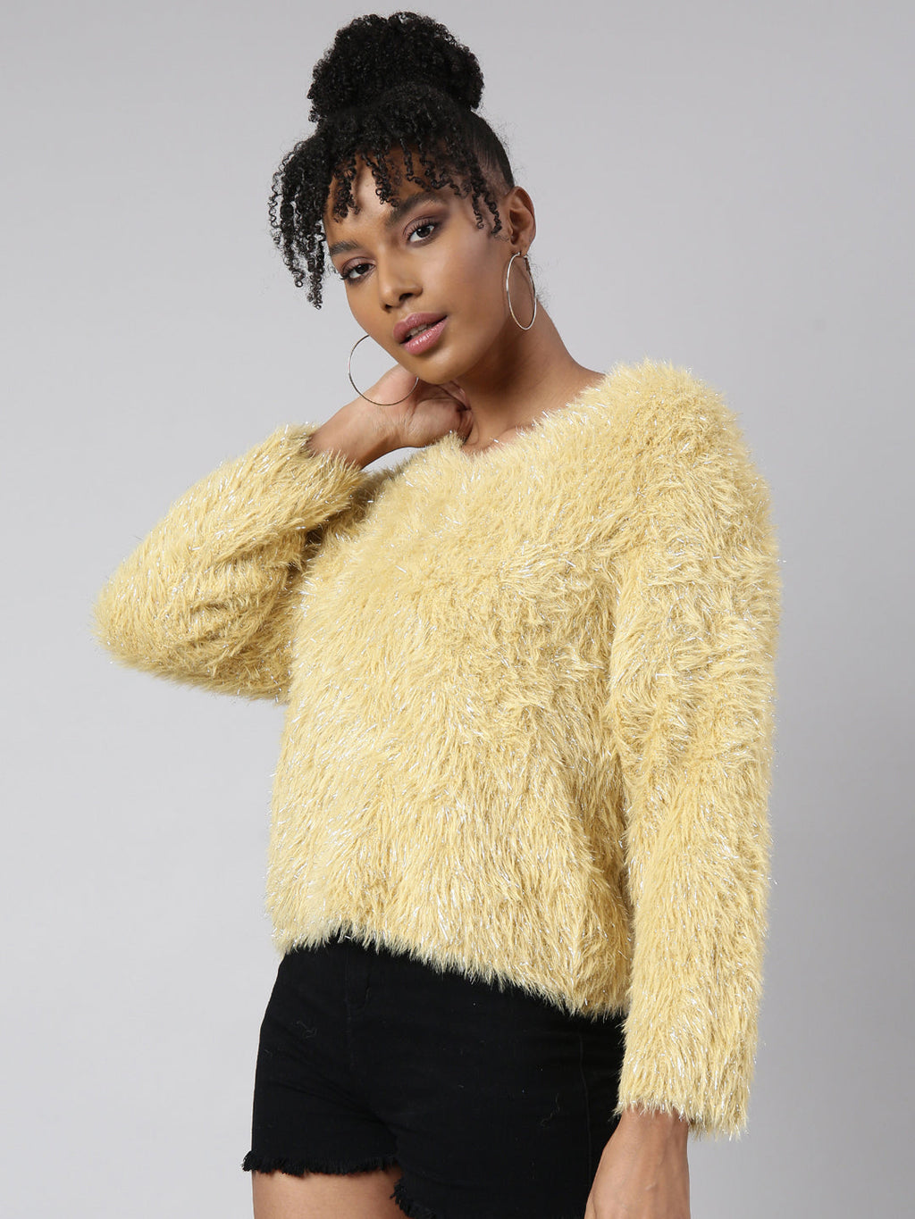 Women's Yellow Round Neck Top