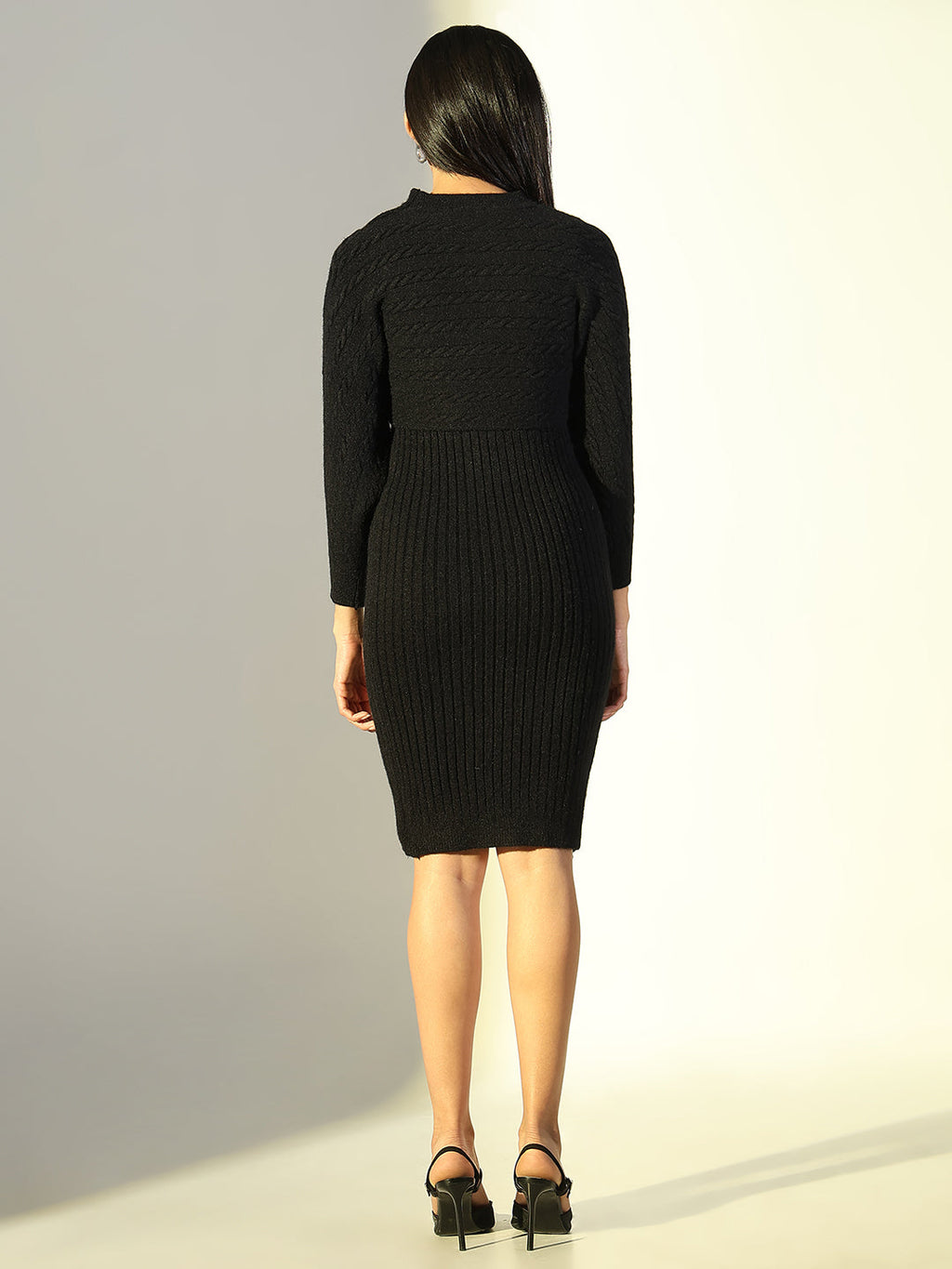 Women's Black Casual Bodycon Dress with Top