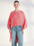 Women's Pink Boat Neck Longline Top