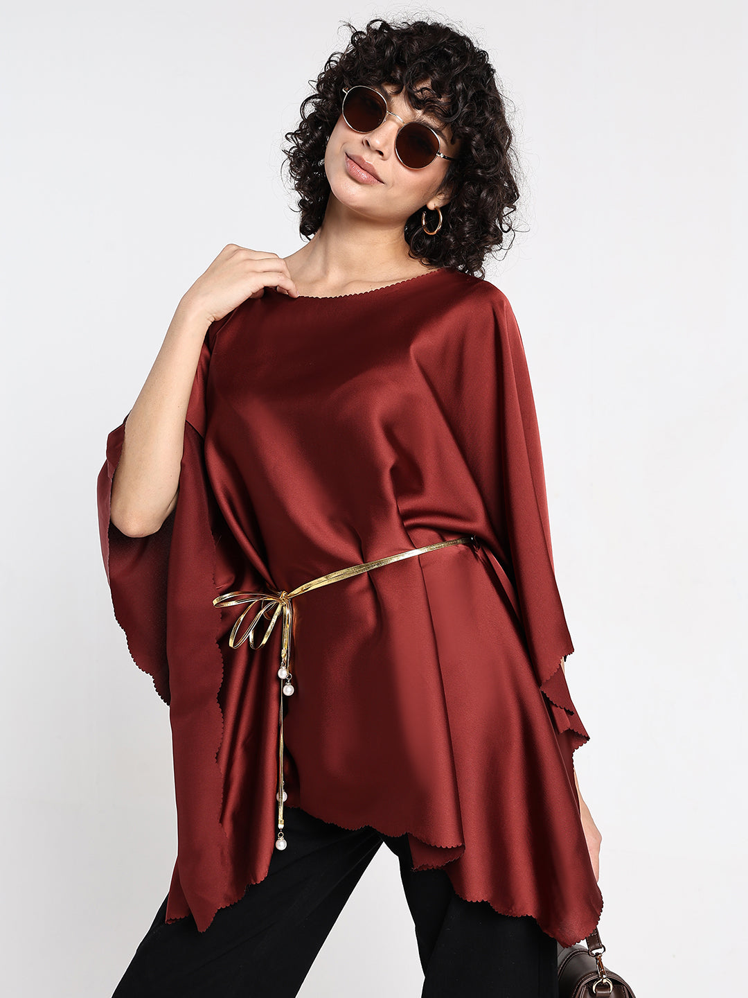 Women's Maroon Kaftan Top