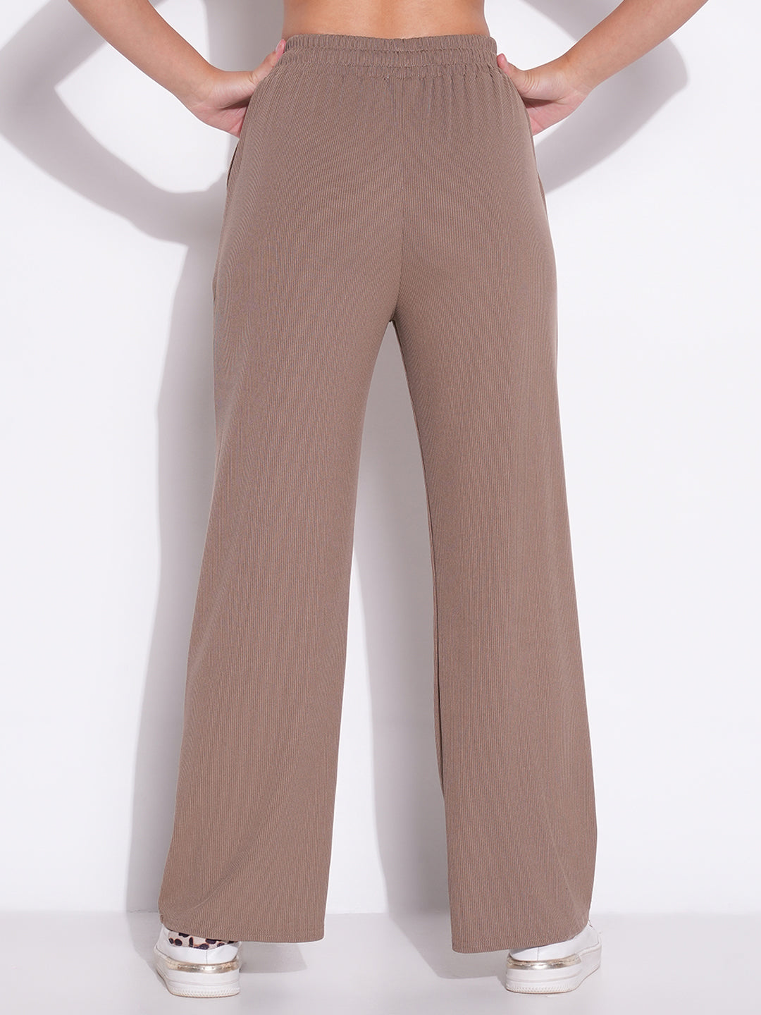 Women's Beige Comfort Mid-Rise Regular Fit Parallel Trousers