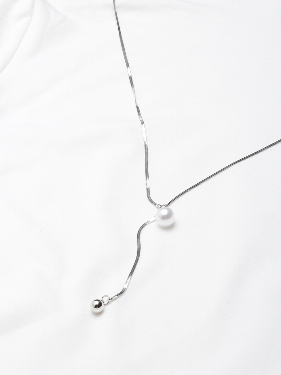 Women's Solid Off White Fitted Top Comes with Neck Chain