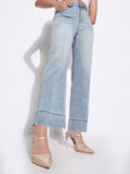 Women's Blue Mid Rise Stright Fit Jeans