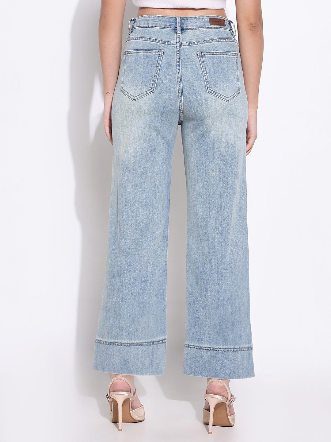 Women's Blue Mid Rise Stright Fit Jeans