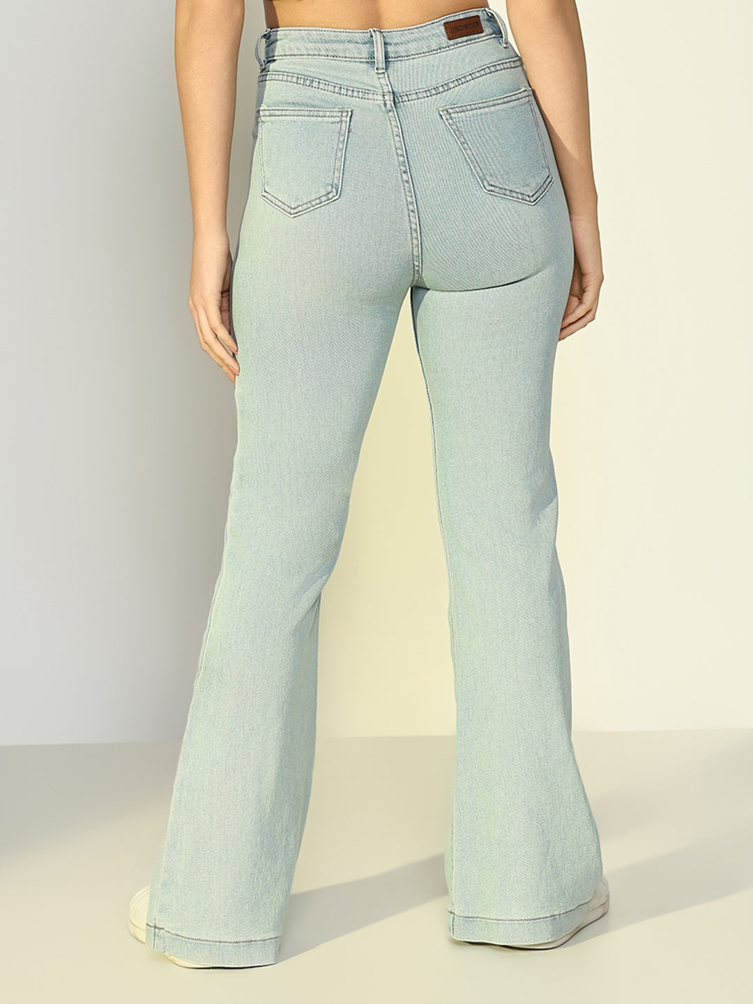 Women's Blue High Rise Flare Fit Jeans with single front Pocket