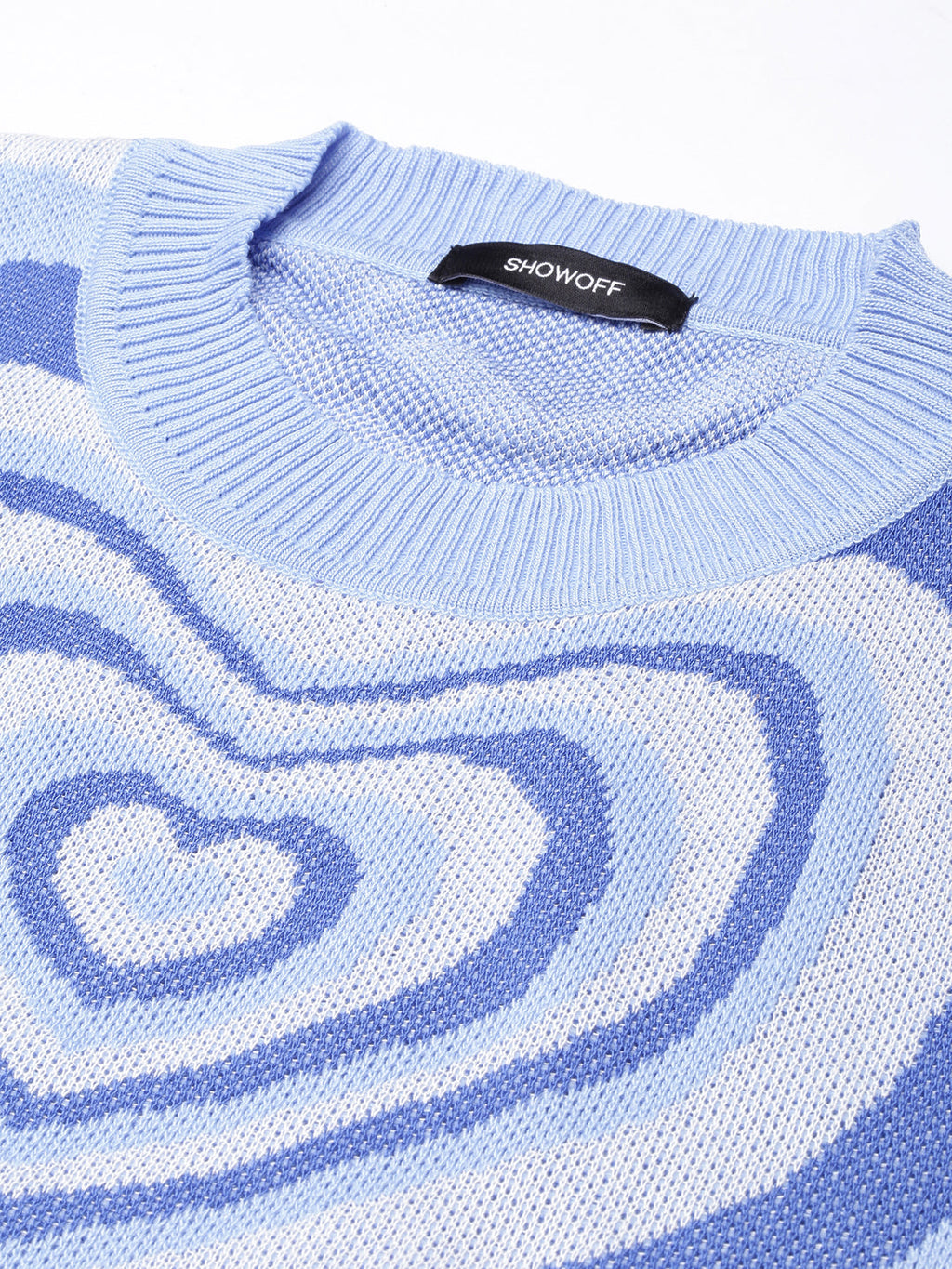 Women's Blue Graphic Fitted Crop Top