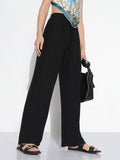 Women's Black Solid Relaxed Fit Trousers