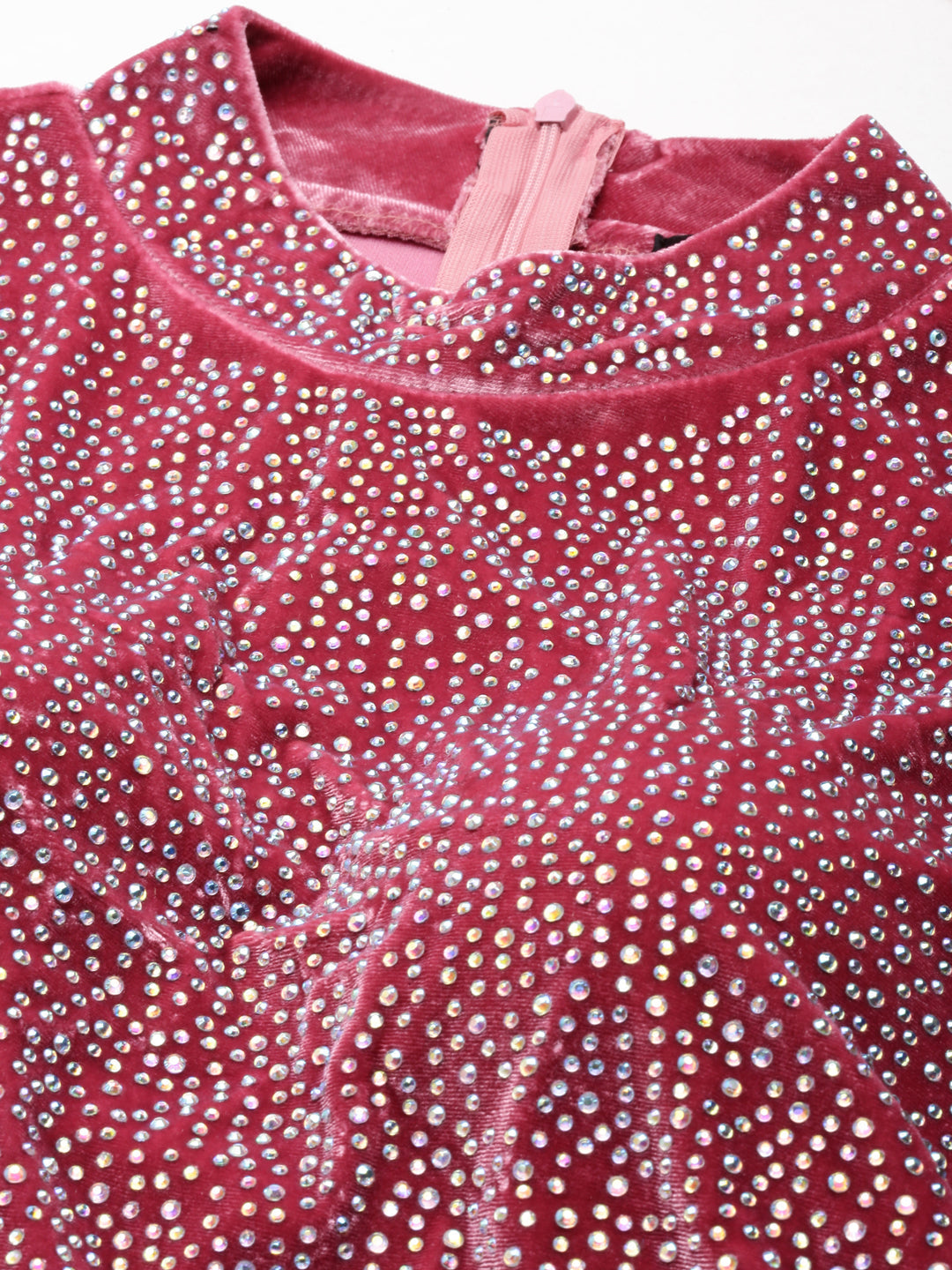 Women's Pink Embellished Bling & Sparkly Sheath Dress