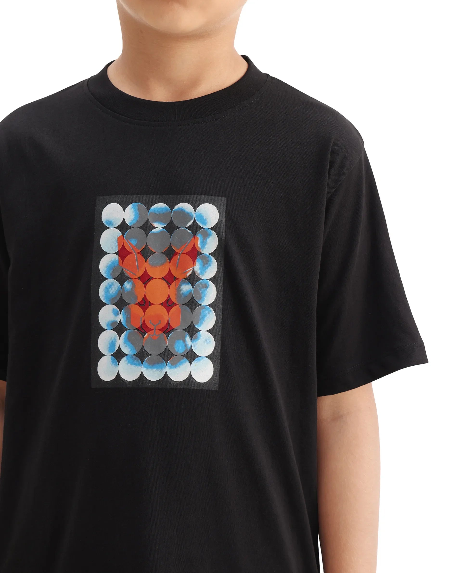 Rare Ones Kids Locon-K Black Cotton Graphic Print Regular Fit T-Shirt