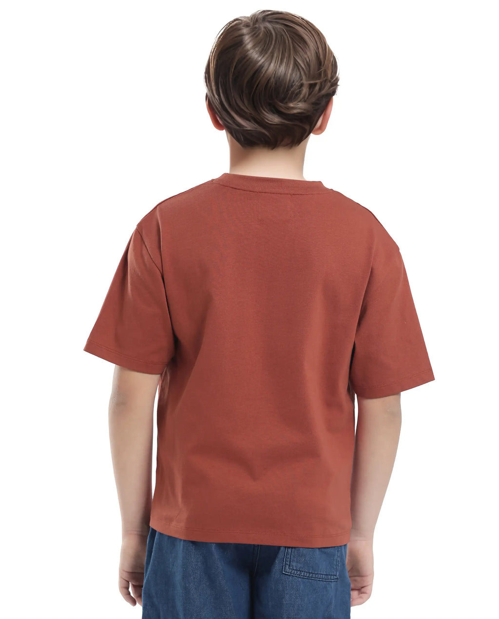 Rare Ones Kids Cole Rust Cotton Graphic Print Slip-On Oversized Fit T-Shirt