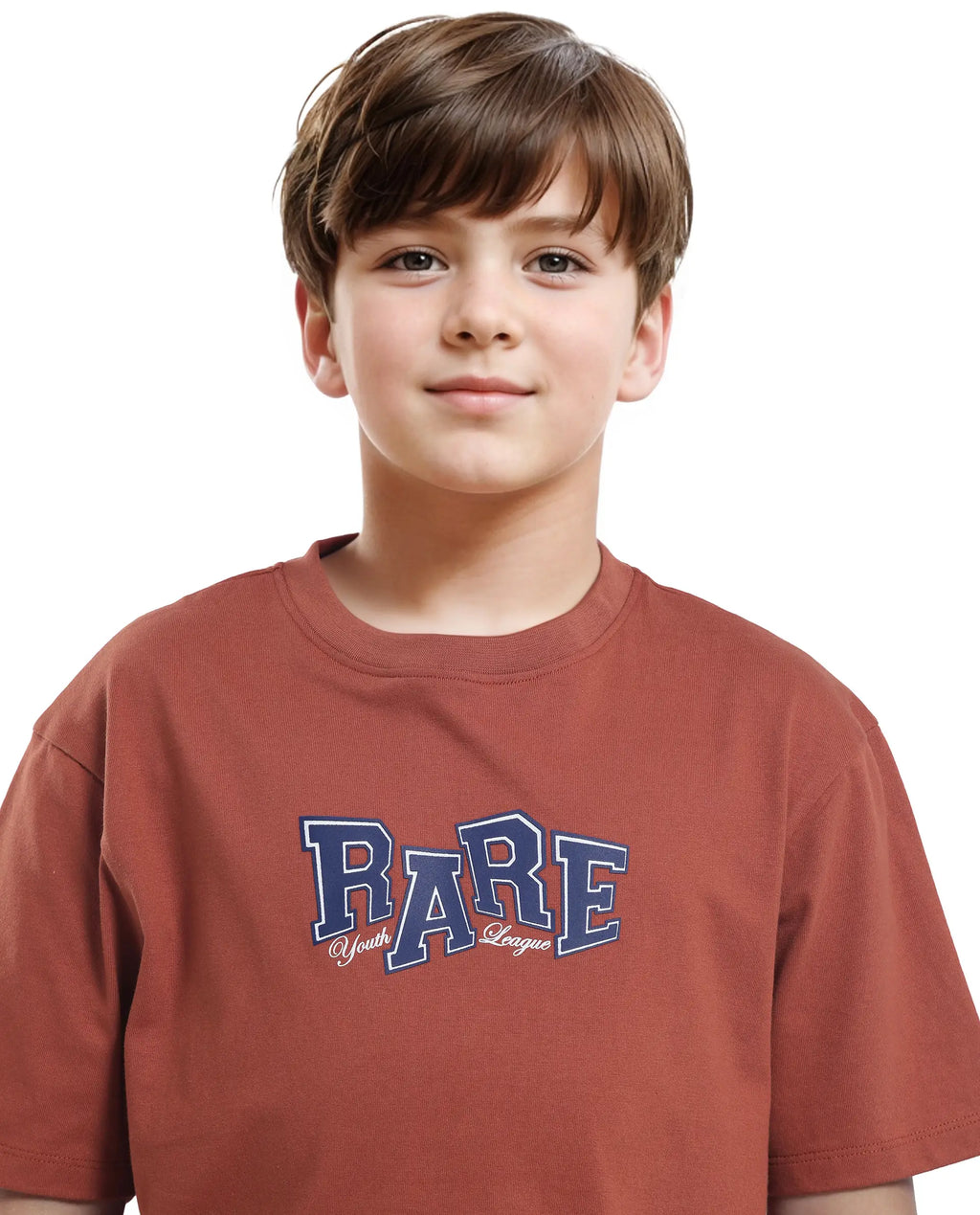 Rare Ones Kids Cole Rust Cotton Graphic Print Slip-On Oversized Fit T-Shirt