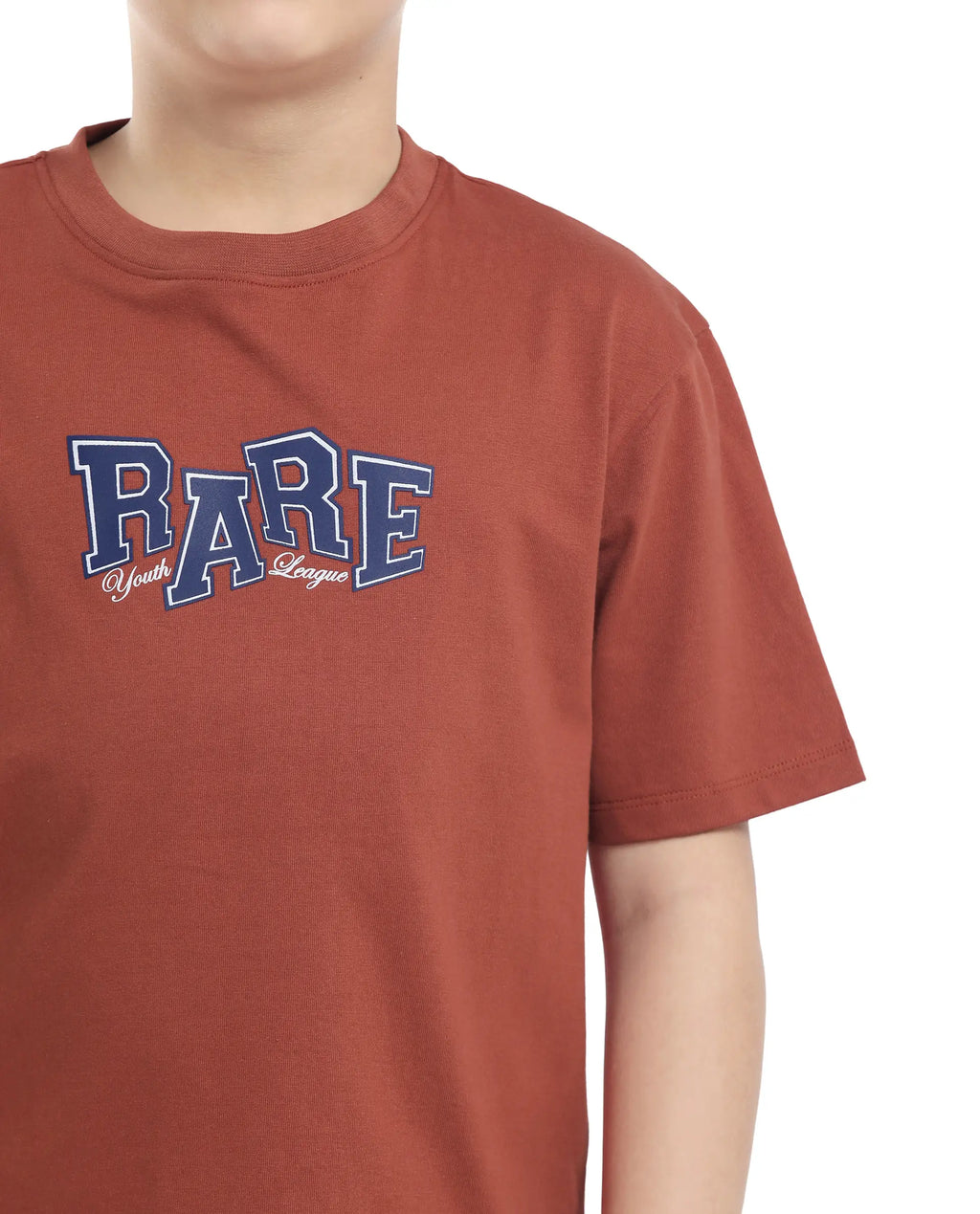 Rare Ones Kids Cole Rust Cotton Graphic Print Slip-On Oversized Fit T-Shirt