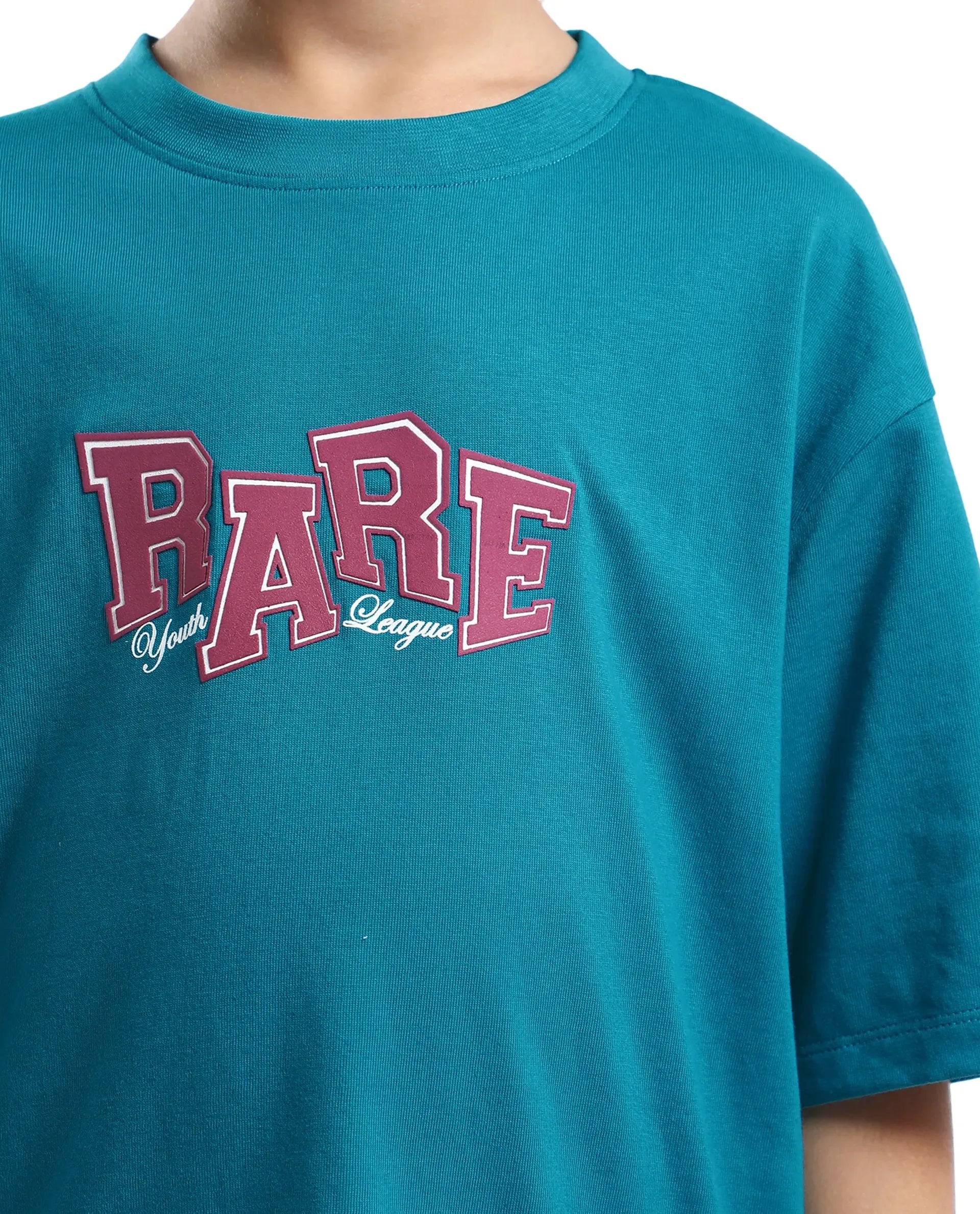 Rare Ones Kids Cole Turq Cotton Graphic Print Slip-On Oversized Fit T-Shirt