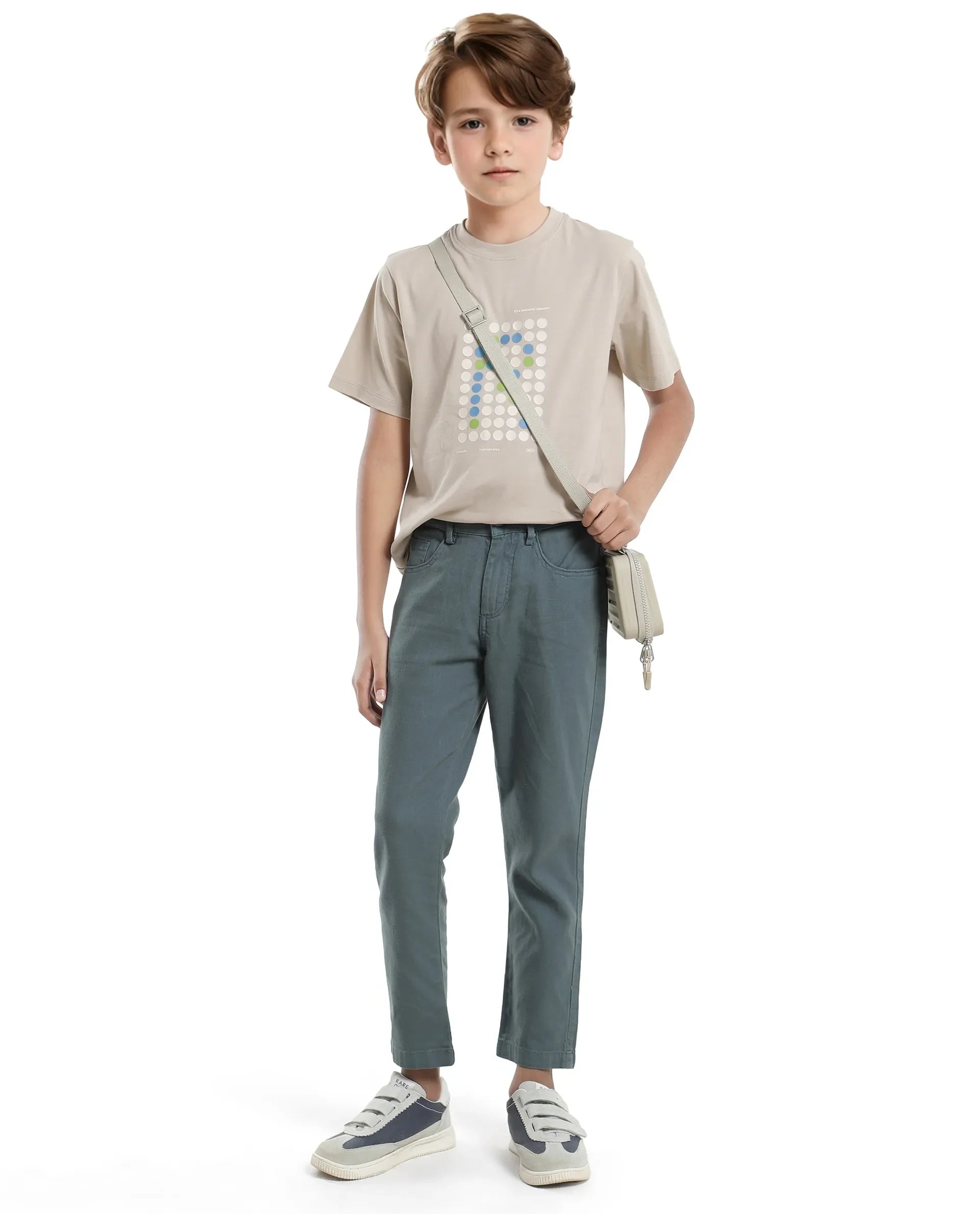 Rare Ones Kids Colos-K Light Beige Cotton Printed Slip-On Regular Fit T-Shirt