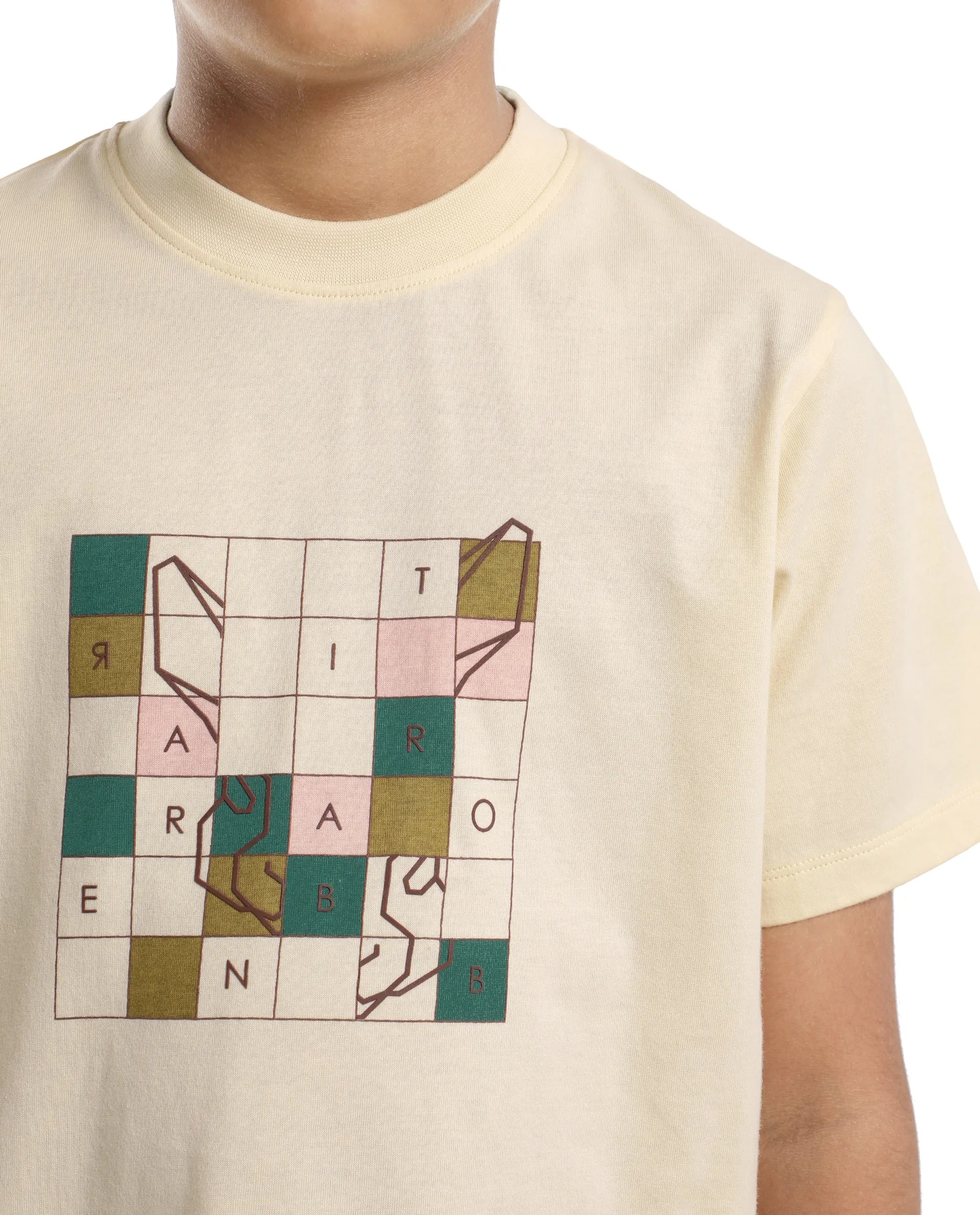 Rare Ones Kids Cove-K Pastel Yellow Cotton Printed Slip-On Regular Fit T-Shirt