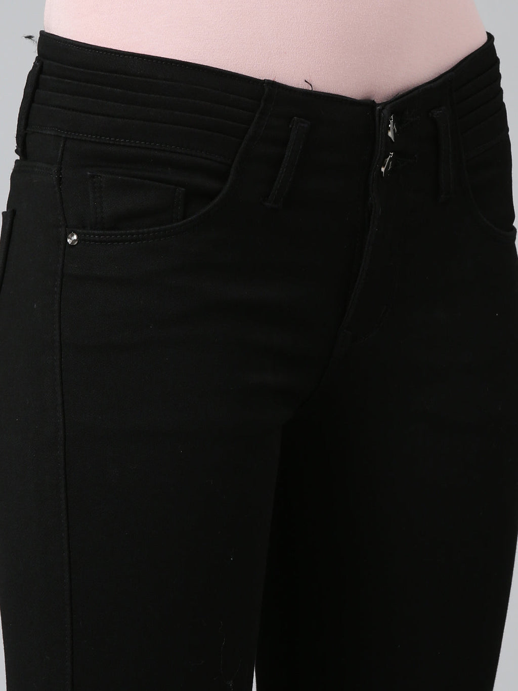 Women's Black Slim Fit Acid Wash Denim Jeans