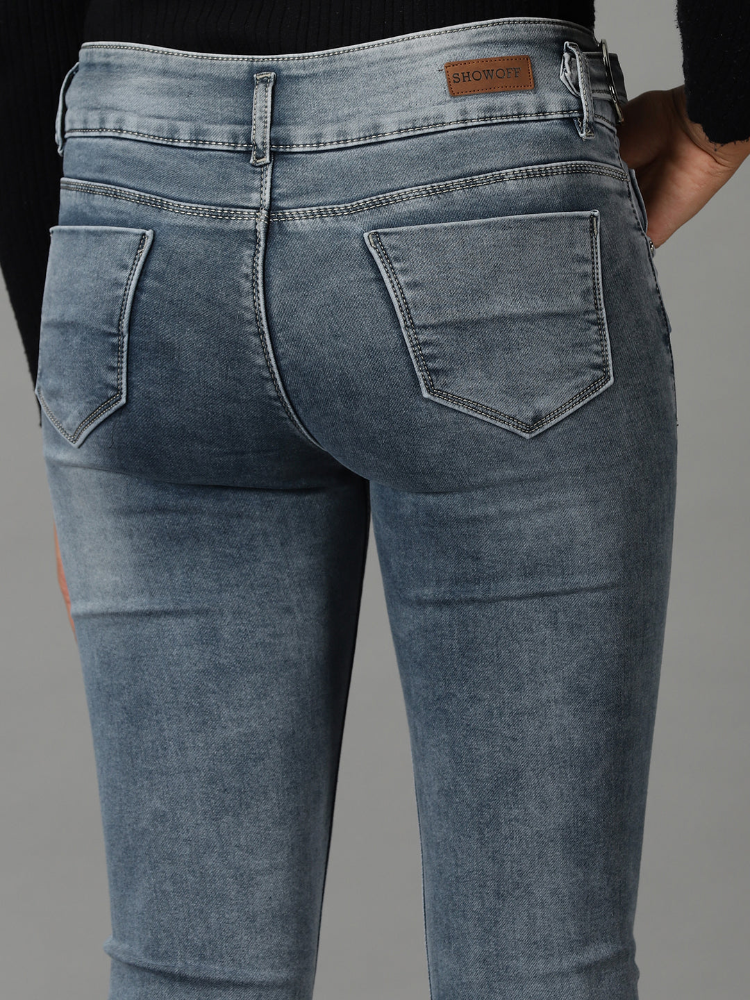 Women's Grey High-Rise Light Fade Stretchable Cotton Jeans