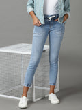 Women's Blue Jogger High-Rise Light Fade Stretchable Jeans