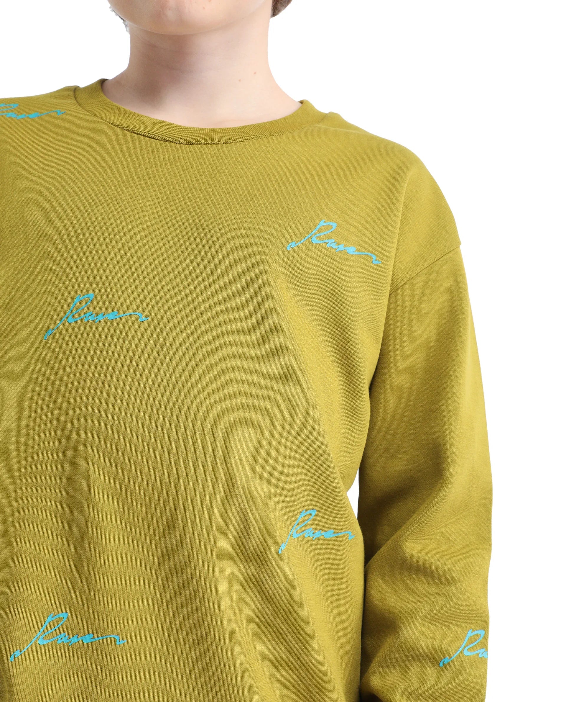 Rare Ones Kids Criz Olive Cotton Blend All Over Print Oversized Sweatshirt