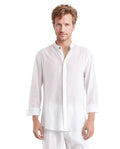 Rare Rabbit Men's Crinkle-25 White Plain Regular Fit Full Sleeve Mandarin Collar Shirt