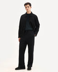 Rare Rabbit Men's Dalton Black Cotton Blend Plain Baggy Fit Trouser