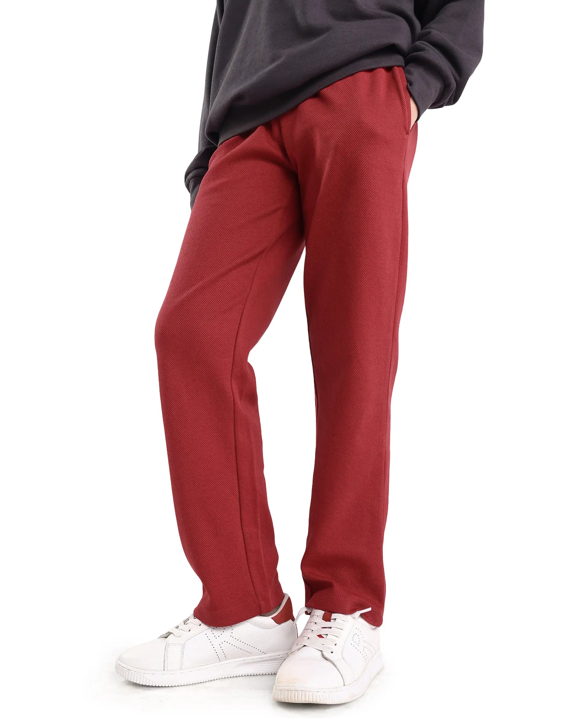 Rare Ones Kids Dane-B Red Cotton Drawstring Closure Straight Fit Trackpant