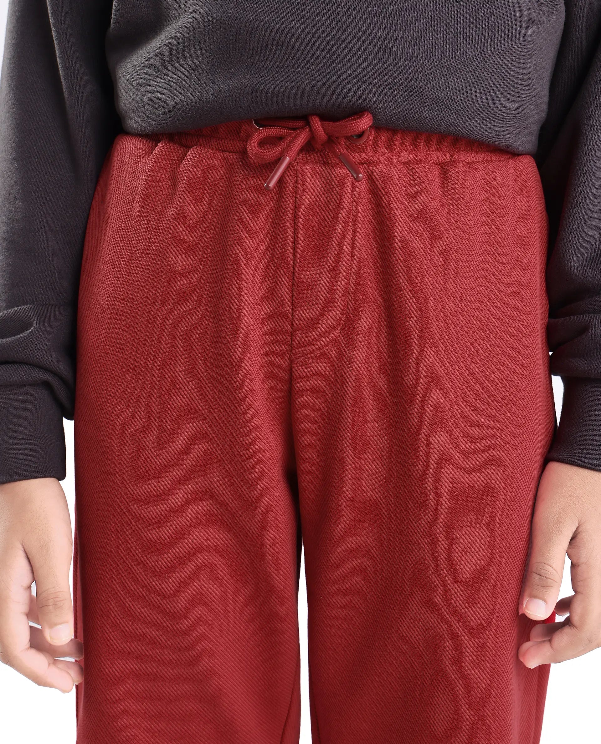 Rare Ones Kids Dane-B Red Cotton Drawstring Closure Straight Fit Trackpant