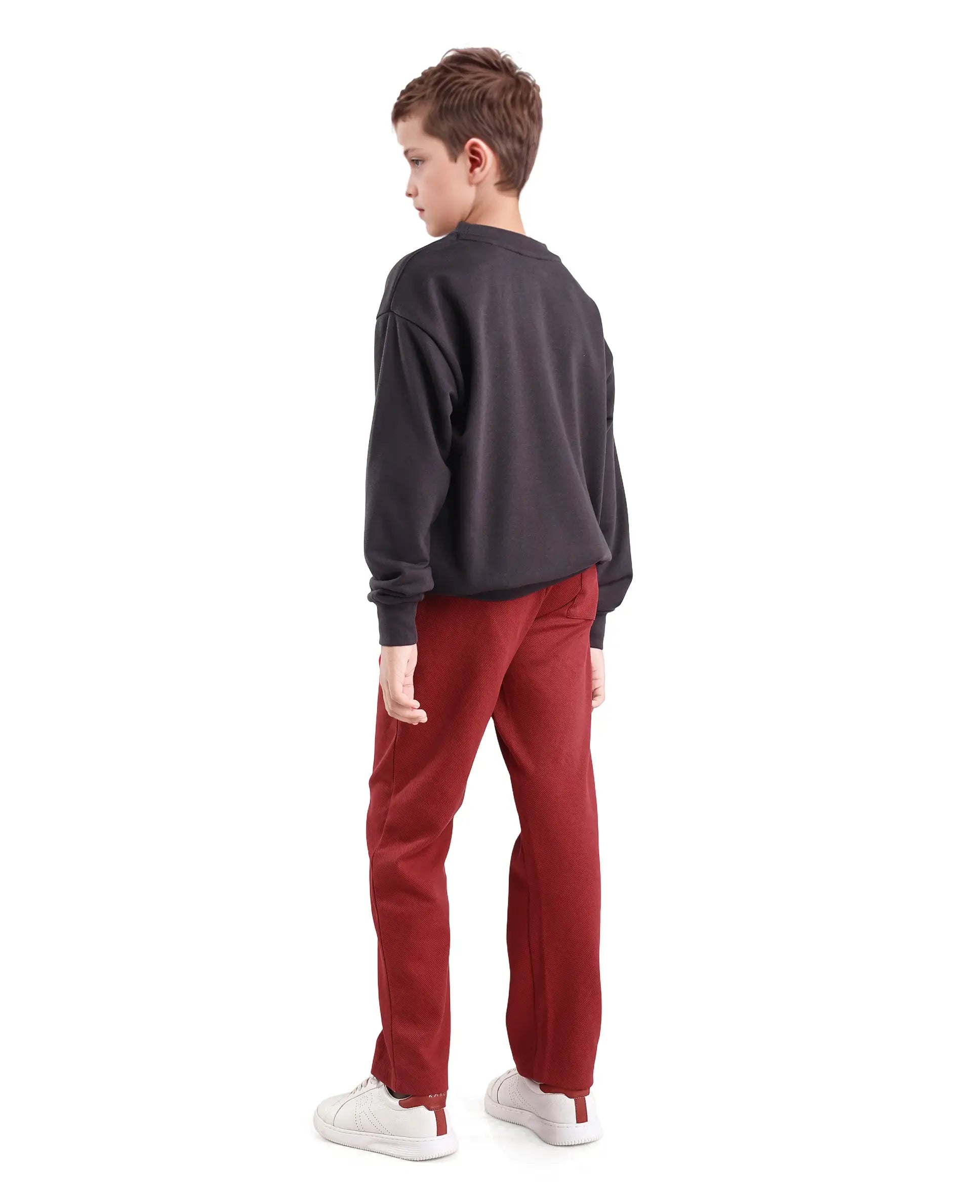 Rare Ones Kids Dane-B Red Cotton Drawstring Closure Straight Fit Trackpant