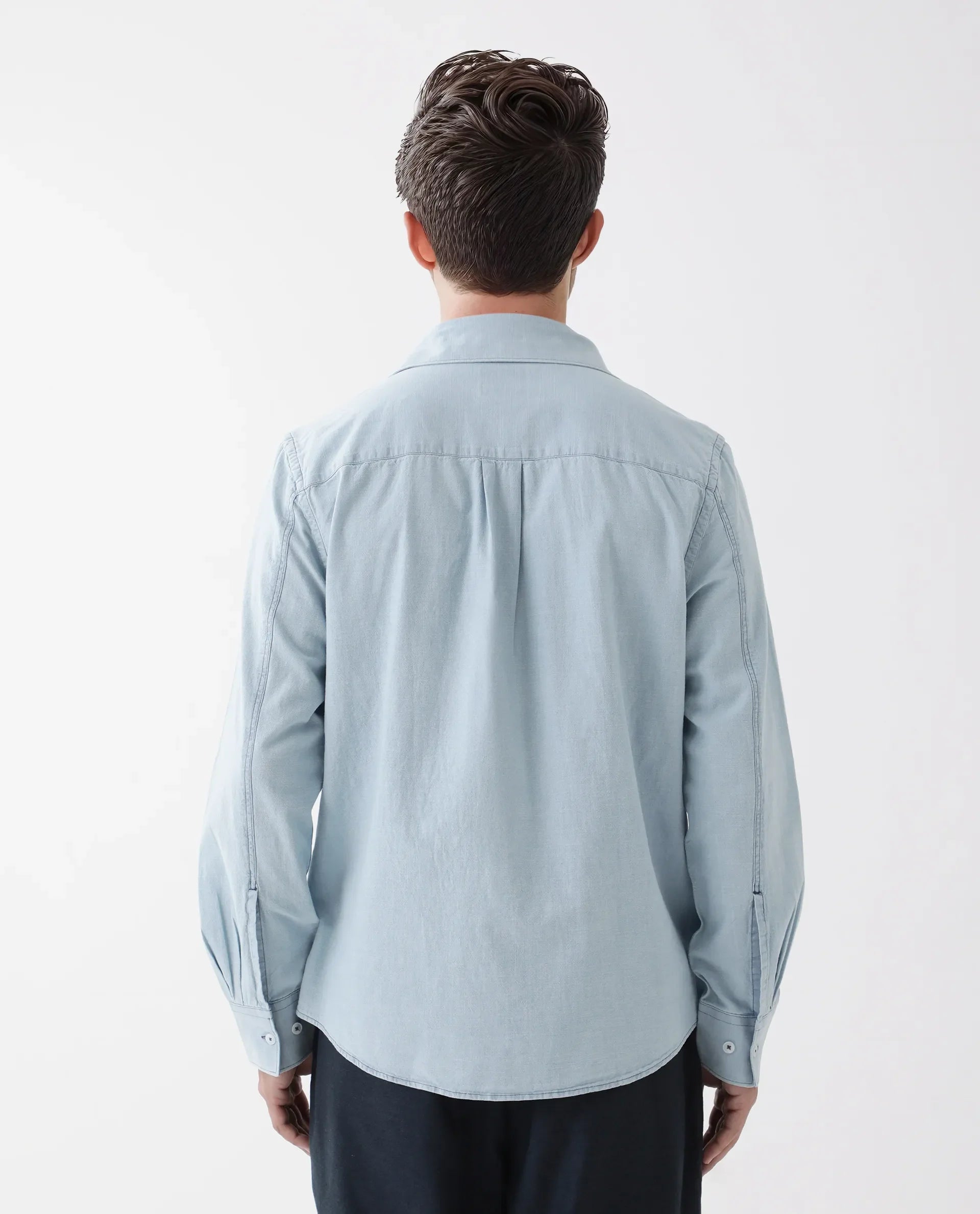 Rare Rabbit Men's Derry Blue Cotton Plain Regular Fit Full Sleeve Collared Shirt