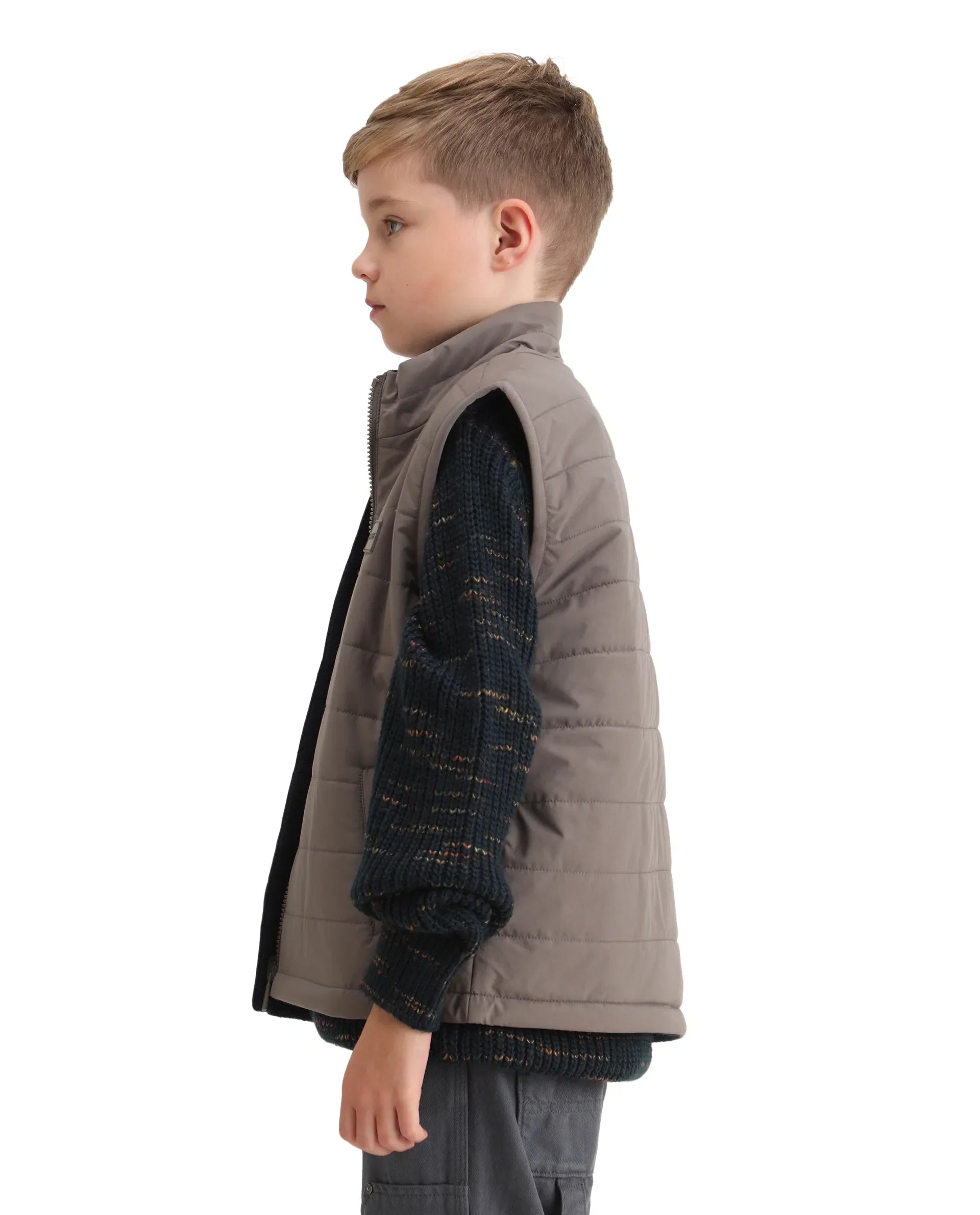 Rare Ones Kids Derry-K Metallic Grey Polyester Zipper Closure High Neck Plain Full Sleeves Regular Fit Jacket