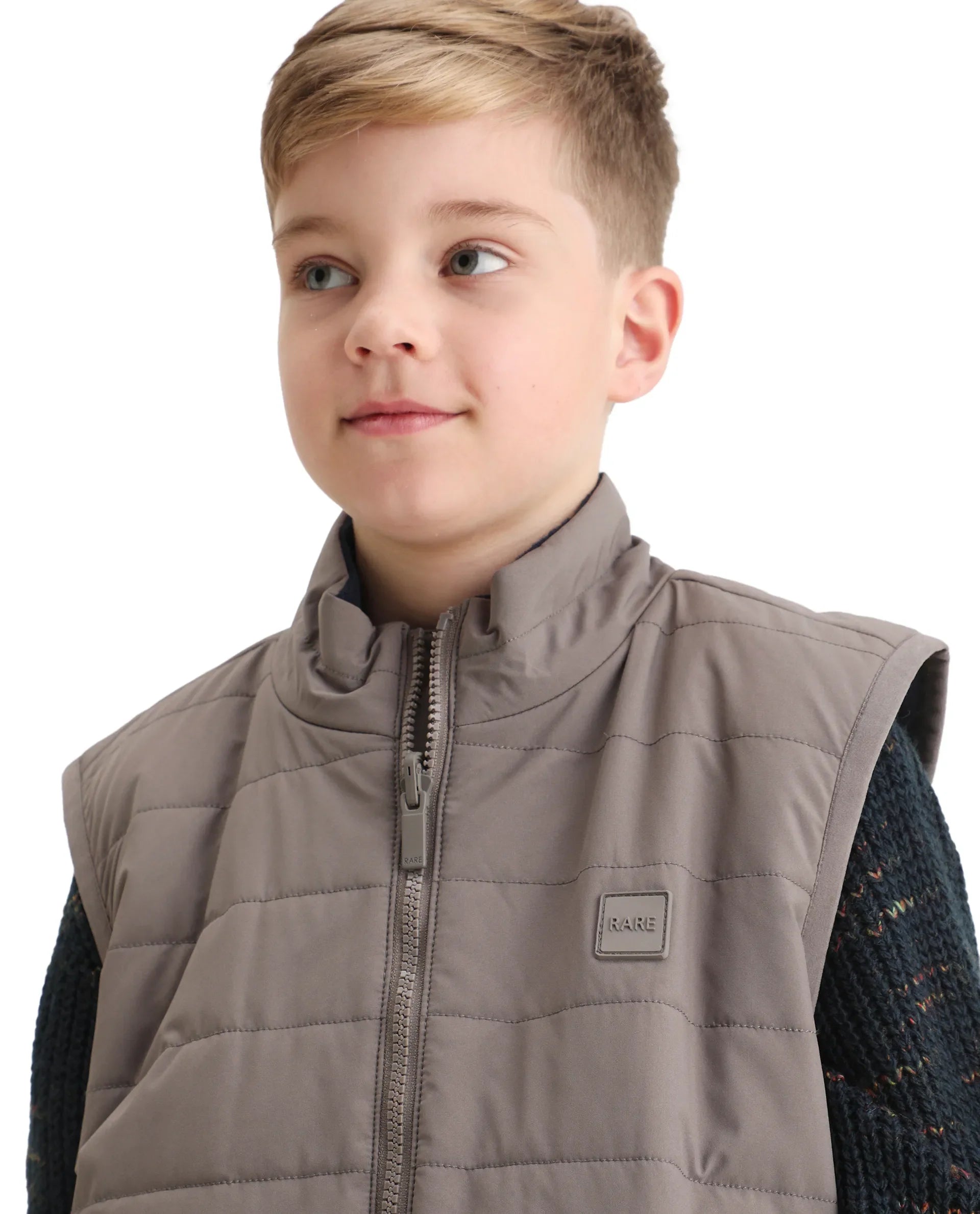 Rare Ones Kids Derry-K Metallic Grey Polyester Zipper Closure High Neck Plain Full Sleeves Regular Fit Jacket