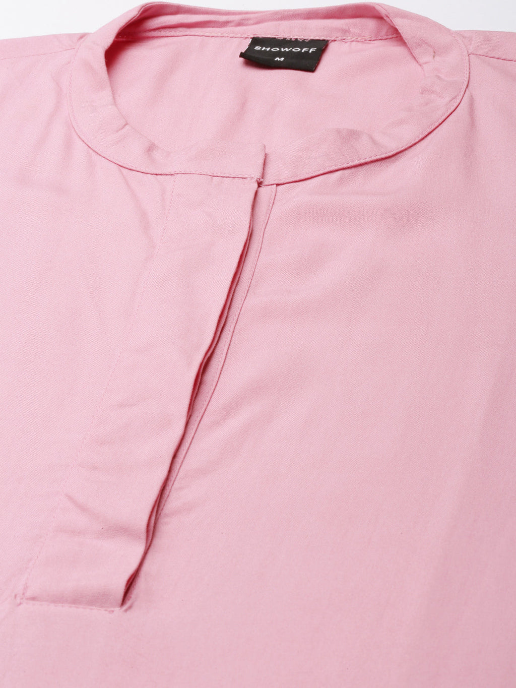 Women's Pink Mandarin Collar A-Line Kurta