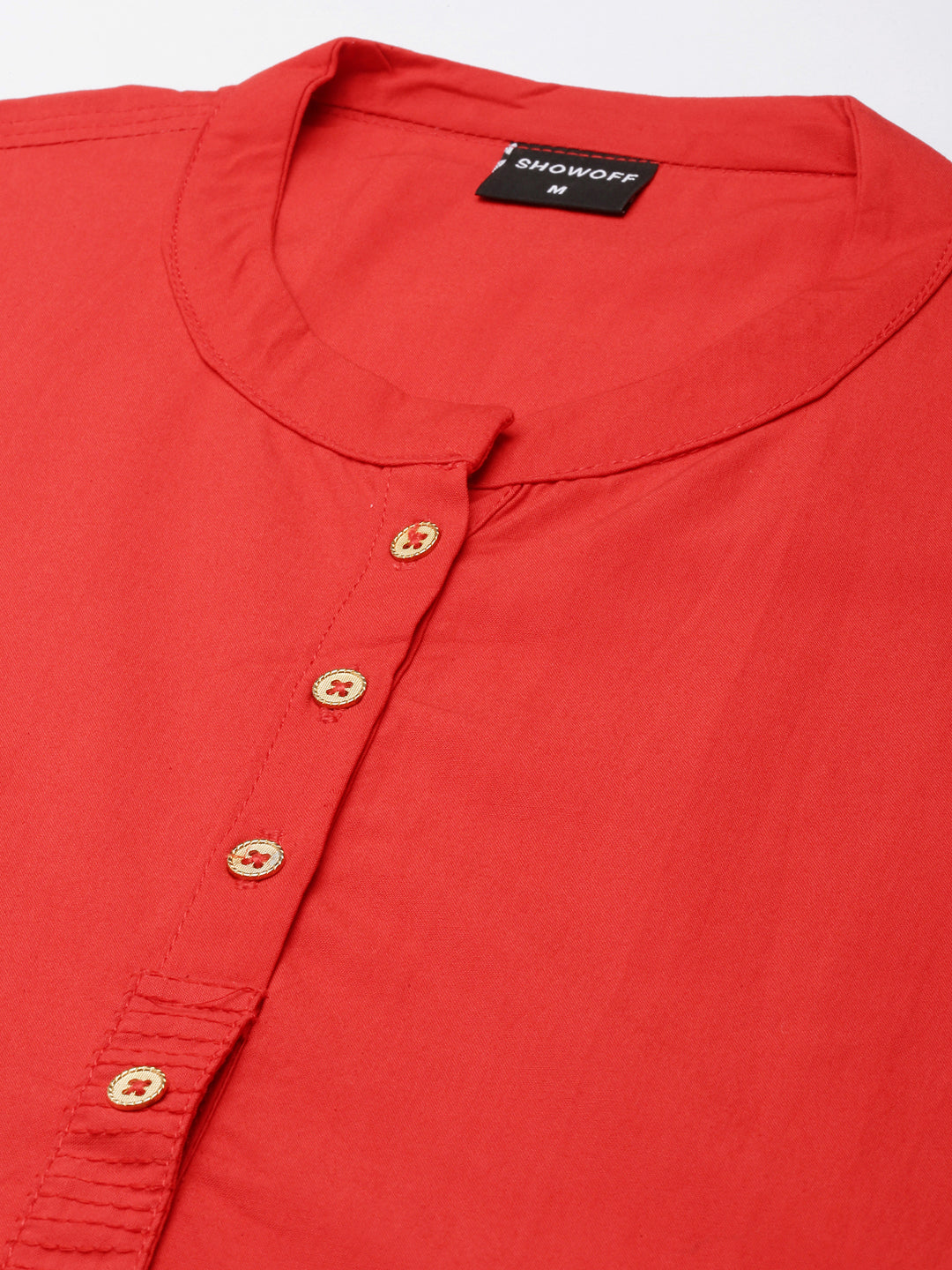 Women's Straight Red Solid Kurta